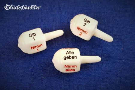 3 Nimm-Gib Würfel aus weißem Acrylglas