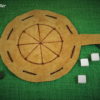 Rundmühle Leder, als Beutelspiel, mit Spielsteinen aus Marmor schwarz und weiß
