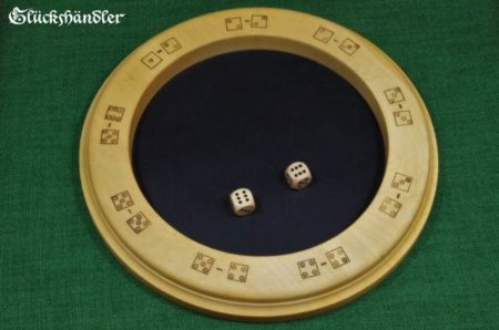 Würfelteller schwarzes Leder mit Glückspiel - Glückshaus