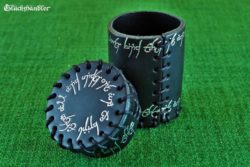 Würfelbecher mit Deckel - Elfenbecher offen - schwarz