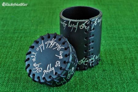 Würfelbecher mit Deckel - Elfenbecher offen - schwarz