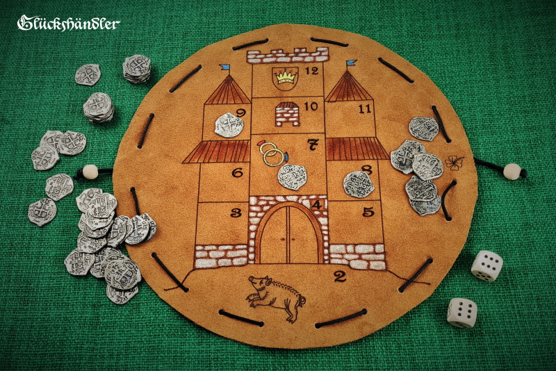 Glückshaus Burg Farbe - bunt mit 50 Münzen