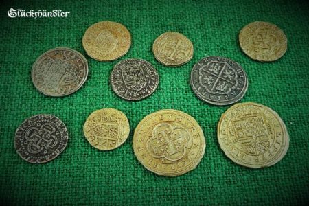 Münzen Dublonen, Escudos , Piratenschatz Repliken