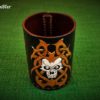 Würfelbecher Totenschädel Handarbeit Leder-Acryl