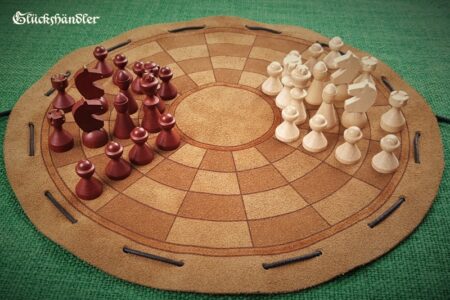 Byzantinisches Schach -Beutelspiel- klein mit Figuren aus Buchenholz (2)