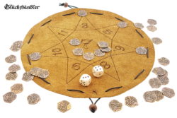 Glückshaus Stern aus Leder mit 36 Spielmünzen aus Metall