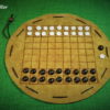Dai-Hasami-Shogi-Brettspiel-aus-Leder als Beutelspiel-mit-Glassteinen.