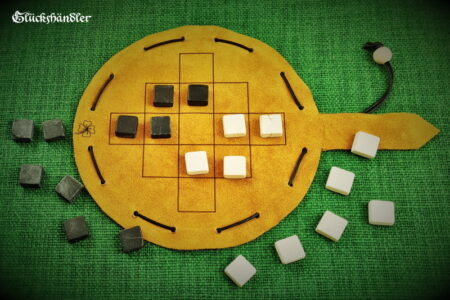 Queah - Brettspiel aus Leder mit Marmorspielsteinen
