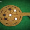 Rundmühle Leder mit Spielsteinen aus Marmor schwarz und weiß