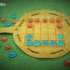 Seega, O-Pat-Kono - Choko Beutelspiel aus Leder mit Spielsteinen aus Glas rot & blau