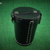 Cube cup with lid - leather black closed