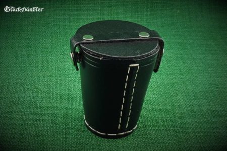 Cube cup with lid - leather black closed