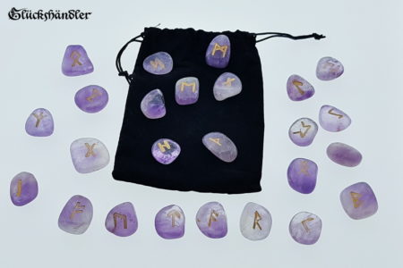 Runen Orakel - Set - Amethyst mit Samtsäckchen