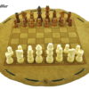 Schachbrett - aus Leder, Größe d 34cm, als Beutelspiel mit Schachfiguren...