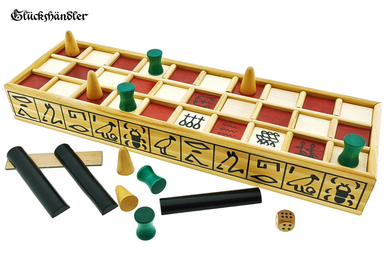 Senet historisches Brettspiel aus Holz mit Spielsteinen