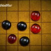 Spielsteine-Glas-schwarz und rot